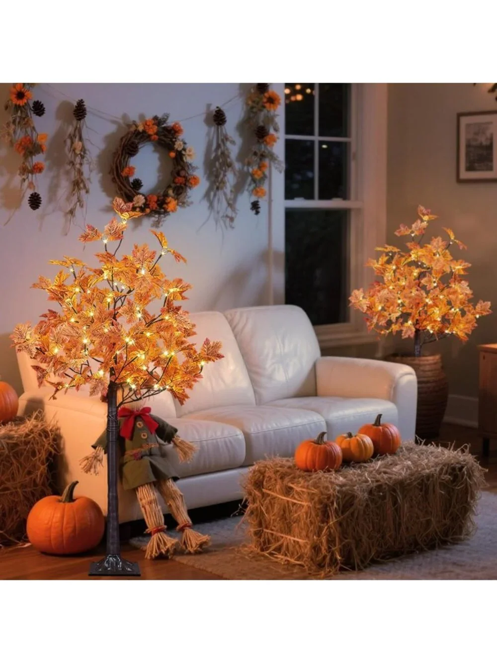 2-Pack 4FT Lighted Maple Trees with 144 Warm White LED Lights - Perfect for